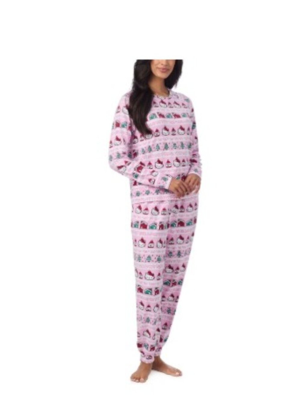 Women's 2-Piece Pullover and Jogger Pajama Set Hello Kitty Size L